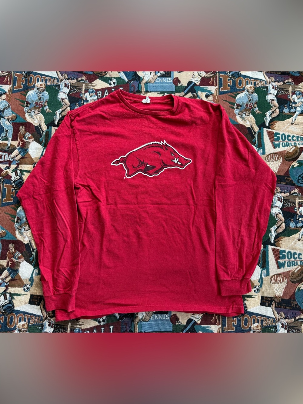 Men’s Delta Pro Weight University of Arkansas Razorbacks Red Long Sleeve T-shirt